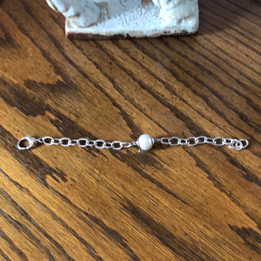 925 silver link bracelet with pearl